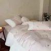Juego de ropa de cama de algodón puro 100S estilo princesa, juego de cuatro piezas hecho de algodón de fibra larga de Xinjiang con funda de edredón bordada, juego de tres piezas