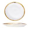 Prato Redondo Ocidental para Jantar Banhado a Ouro, Prato de Bife com Borda Dourada de Luxo Leve, Prato de Frutos do Mar, Prato para Prato Fusion, Louça de Mesa em Estilo Nórdico