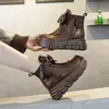 Botas Martin de estilo retro británico para comercio exterior transfronterizo, botines para mujer, otoño e invierno, con forro polar añadido, botas que aumentan la altura para mujeres menudas