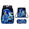 Mochila SONIC Nueva Transfronteriza Mochila de Dibujos Animados Bidimensionales Mochila Escolar para Estudiante de Primaria Juego de Tres Piezas