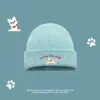 Lindo Perrito Bordado Tejido Otoño e Invierno Cálido y Engrosado Que Muestra la Cara Nuevo Otoño e Invierno Protección para las Orejas Sombrero de Lana Versátil