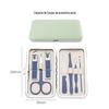 Conjunto de Cortadores de Unha em Estoque, Aço Inoxidável Verde 7 Peças Ferramentas de Manicure e Cuidados com as Unhas, Tesoura de Unha Dropshipping Transfronteiriça de Peça Única