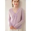 Cárdigan de encaje soluble en agua estilo boutique con cuello en V para mujer, chaqueta tejida de cachemira a la moda, holgada, talla grande