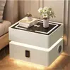 Mesita de Noche Inteligente Colgante para Dormitorio del Hogar, Gabinete de Noche de Madera Maciza, Gabinete de Almacenamiento Simple Multifuncional Minimalista Moderno de Lujo Ligero