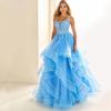 Vestido de Baile Noturno para Mulheres, Vestido Azul com Alças Finas, Estilo Exame de Performance Vocal, Vestido de Tule Tipo Fada, Atacado para Anfitriã