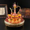 Set de vino de estilo europeo, de lujo ligero, con un diseño inspirado en palacios, perfecto como pieza decorativa para tu hogar o escritorio. Este exquisito juego incluye copas de vino de estilo vintage y una jarra de vino hecha de aleación de zinc.