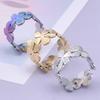 Anillo de acero inoxidable 304 acero titanio anillo de costura de flores para hombres y mujeres nicho viento frío simple apertura ajustable