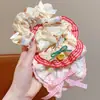 Goma de pelo de encaje con fresas para niñas, Suave con el cabello, Goma para moño infantil, Cuerda para el pelo perezosa, Accesorio para el cabello de bebé con lazo
