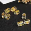 Cristal Branco Madeira Dourada Água Fogo Terra Cinco Elementos Estampagem a Quente Balde Contas Contas Redondas Contas Soltas Pulseira Pulseira Contas de Buda Acessórios DIY Joias