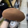 Boina grande de lana de color sólido estilo japonés otoño e invierno Nuevo estilo coreano casual sombrero de hongo artístico boina de pintor retro