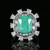 Nueva Joyería Transfronteriza Lujo Piedra Preciosa de Color Incrustada Zircón Verde Paraíba Rosa Anillo Joyería para Mujer Moda Al Por Mayor