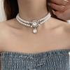 Collar de perlas y diamantes exagerados con personalidad europea y americana, gargantilla de estilo frío, diseño de nicho, estilo Y2G, collar de chica sexy para mujer