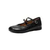 Sapatos femininos baixos estilo francês, novo modelo outono 2026, bico redondo, salto grosso de 2cm, corte baixo, sapatos Mary Jane versáteis