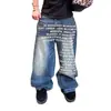 Comercio Exterior AliExpress Y2K Retro Americano Hip Hop Calle Lavado Estampado de Letras Jeans Hombre Transfronterizo Rusia