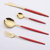 Juego de cuatro piezas de acero inoxidable de Amazon, cuchillo, tenedor y cuchara portugueses, cuchillo y tenedor occidentales para bistec, juego de vajilla para hotel y hogar