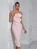 Comércio exterior novo moda europeia e americana transfronteiriça vestido de noite de aniversário vestido de bandagem cor sólida sem alças vestido