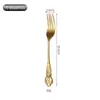 Acero Inoxidable Serie Corte Real Lujo Ligero Mango Labrado Engrosado Estilo Occidental Cuchillo para Bistec, Tenedor, Cuchara, Cuchara de Postre, Tenedor de Postre