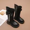 Botas Altas Cálidas de Forro Polar para Niñas, Dulce Lazo, Perla, Nuevo Estilo Coreano Otoño 2026, Casual, Suela Suave, Botas de Piel