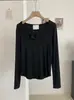 Camiseta Manga Longa com Botões, Gola Meio Aberta e Bolso Kekezoon para Mulheres 2026 Outono Nova Slim Fit Top 8365