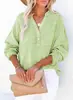 Camisa de Mujer para Primavera y Otoño, Color Sólido, Manga Larga, Corte Holgado, Plisada, Algodón Puro, Suéter 2026, Top de Botones, Moda Europea y Americana