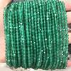 Ágata verde de grado A, facetada, de 3 mm, pequeña, redonda, con cuentas, semiacabada, accesorios de joyería DIY, cadena larga