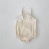 Romper de tirantes de algodón puro para bebé niña, estilo nuevo de verano, top de camiseta de manga corta con ribete de encaje