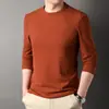 Nova Camiseta Térmica de Base Dupla Face para Homens da Primavera e Outono de 2023, Camiseta Lisa de Manga Longa, Gola Redonda de Alta Elasticidade, Roupa Masculina Quente