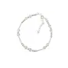 Pulsera tejida a mano de plata de ley S925 con cuentas redondas de cristal blanco y nudo de bambú, Pulsera de diseño de nicho de lujo ligero de moda