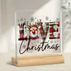 Nuevo Producto Transfronterizo Superventas Acrílico Cuadrado con Base de Madera Día de San Valentín Día de la Madre Adornos Artesanales de Escritorio