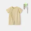 Traje de aire acondicionado para bebé, pijama de manga corta, conjunto de una pieza de Lyocell, ropa de verano para lactantes, mameluco fino, traje para gateo de recién nacido, pijama