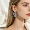 Moda Transfronteiriça Europeia e Americana Brincos de Flor Exquisitos e Deslumbrantes Novos com Design Criativo e Brincos de Florais com Strass