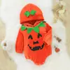 Mono de Halloween con Mangas Largas de Diablo y Calabaza Estilo Europeo y Americano Harem para Niños Exclusivo Transfronterizo Estilo Festivo Traje de Gateo