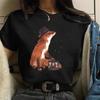 Nueva camiseta de manga corta estilo simple europeo y americano serie Día de la Madre estampado de zorro top camiseta