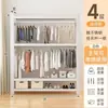 Armario de estantes de acero para dormitorio, apartamento de alquiler, uso doméstico, perchero de estilo abierto, armario, estante de almacenamiento simple para dormitorio, fábrica