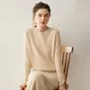 Suéter de cashmere casual com gola redonda, trançado retrô, cor sólida, espesso, versátil, relaxado