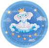 Mm138 Juego de Vajilla de Cumpleaños Temática de Elefante para Bebé Niño para 8 Personas, Juego de 4 Piezas, Platos de Papel, Servilletas de Papel, Vasos de Papel
