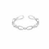Anillo Abierto de Plata de Ley s925 Oval Hueco Estilo Coreano para Mujer Banda Simple Lisa Personalizable Versátil Sensación de Alta Gama Anillos Apilables