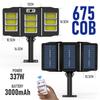 Farola Plegable de Tres Lados Alimentada por Energía Solar, Luz de Pared para Patio, Iluminación de Pared Exterior Controlada Remotamente, Luz para Puesto, Ahorro de Energía con Sensor