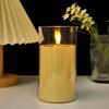 Luz de Vela Digital LED Simula Vela em Copo de Vidro Acrílico para Aniversário, Casamento, Decoração e Enfeites para Atmosfera Romântica