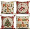 Amazon Transfronterizo Invierno Nuevas Llegadas Navidad Cojín Decorativo Lino Atmósfera Fiesta Festiva Muñeco de Nieve Decoración de Sofá