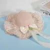 Sombrero de Paja Estilo Francés Ondulado para el Sol para Mujeres al Aire Libre en Verano, de Alta Gama, Ala Ancha, Lazo de Encaje, Protección Solar