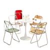 Silla Plegable Silla Transparente Silla Cristal para Fotos Silla Escandinava Acrílica Moda Popular Silla de Maquillaje Respaldo Silla de Comedor