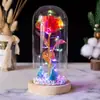 Enfeite de Árvore de Natal Brilhante com Cobertura de Vidro Folha de Ouro Rosa Presente de Natal Decorações com Luz LED Transfronteiriço