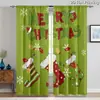 Cortinas de Grinch Navideño Decoración Festiva Cortinas Romanas Cortas Sin Taladro Cortinas Impresas Digitalmente