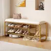 Banquillo Ultraestrecho para Cambiar Zapatos Padre-Hijo Súper Estrecho 25CM de Ancho Estilo Crema Banquillo para Cambiar Zapatos para Entrada de Casa Zapatero Integrado