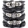 Pulseiras Masculinas Europeias e Americanas de Couro Trançado Transfronteiriças, Conjunto de Múltiplas Camadas, Pulseira de Caveira, Pulseira Personalizada