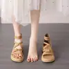 Comodidad Diaria 2026 Verano Nuevo Estilo Sandalias Romanas de Tira Cruzada Color Sólido con Cierre Trasero para Uso al Aire Libre Versátiles Casuales