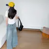 Conjunto de Verão para Meninas 2026 Casual Estilo Coreano Duas Peças Manga Curta Jeans com Strass para Meninas Mais Velhas