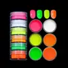 Pó Fluorescente Mais Vendido Através das Fronteiras 6 Frascos Consecutivos de Pó Perolado Conjunto de 12 Cores Pigmento para Pintura de Nail Art Aquarela Decorativa Feita à Mão DIY
