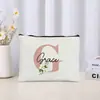 Bolsa de Maquiagem Floral Carta Casamento Presente para Madrinha Organizador de Cosméticos de Viagem Bolsa Lateral Estojo para Lápis Feminino Carteira